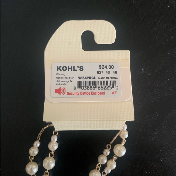 NWT LC Lauren Conrad Long Necklace Gold with Pearl-like accents - Picture 4 of 6